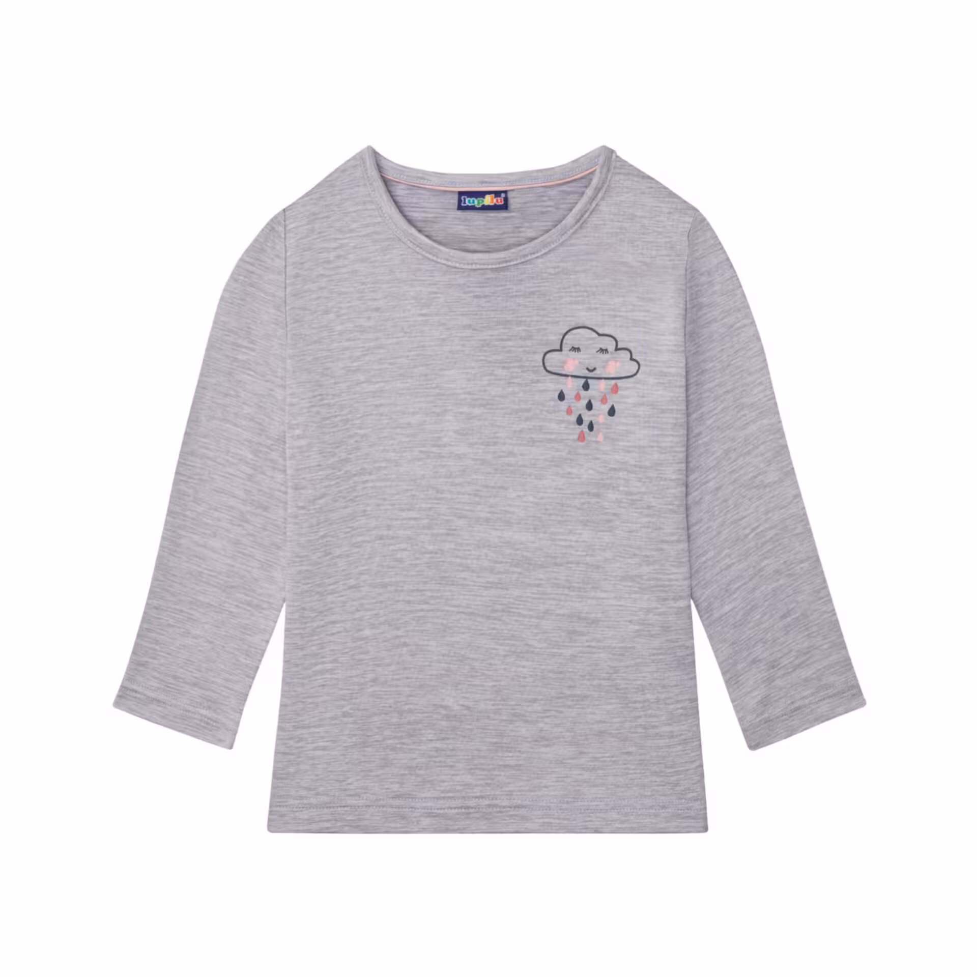 بلوز دخترانه تو کُرکی ظریف ترمو طوسی طرح باران برند لوپیلو Lupilu آلمان