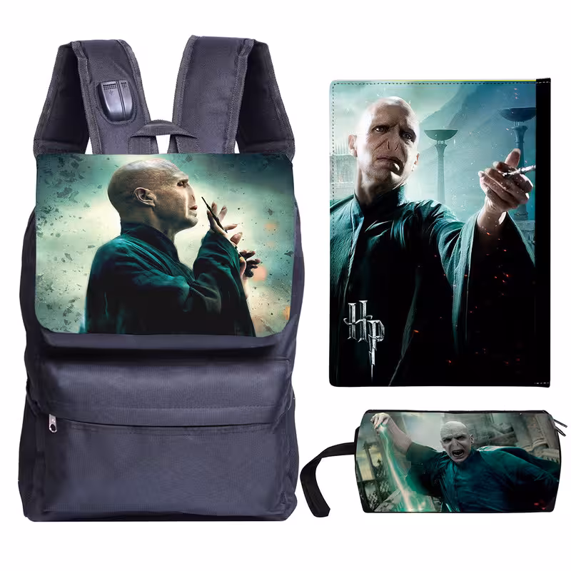 کوله پشتی طرح ولدمورت کد kjk17 به همراه کلاسور و جامدادی | چاوه