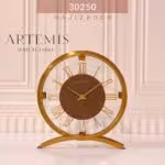 ثانیه سازان ارتمیس  ساعت رومیزی گرد پایه دار طلایی  GOLD-30250