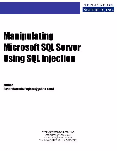 خرید و دانلود نسخه کامل کتاب Manipulating SQL Server Using SQL Injection