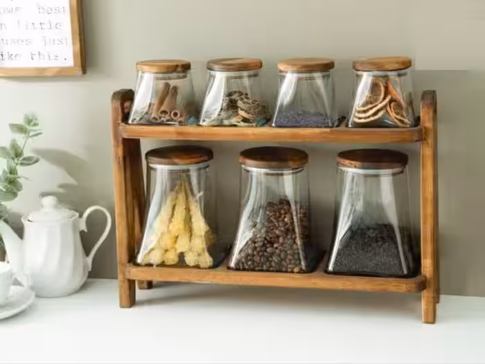 ست پاسماوری چوب شیشه 8پارچه آکاسیا(پس کرایه)