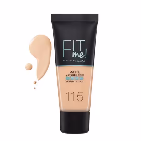كرم پودر مات فیت می میبلین مدل Maybelline Fit Me Matte Poreless Foundation شماره 115