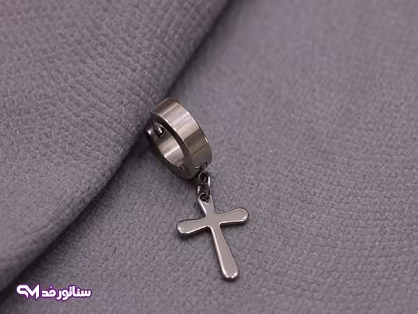 گوشواره پسرانه طرح صلیب G5103