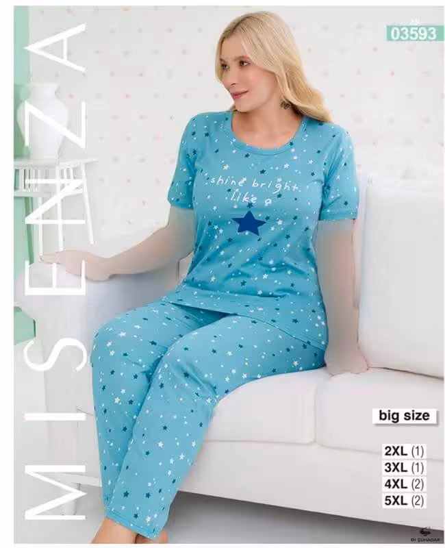 تیشرت شلوار سایز بزرگ زنانه کد 03593