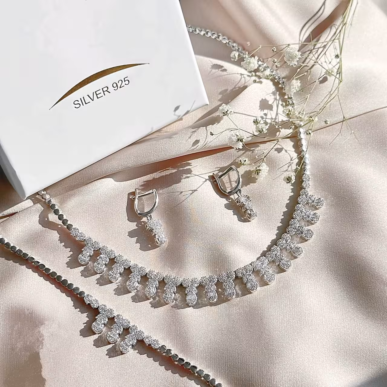 سرویس نقره جواهری زنانه کد 60224