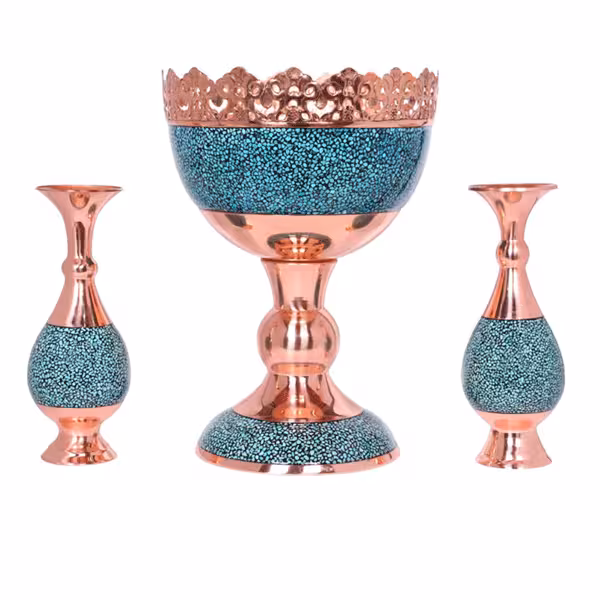 ست آجیل خوری و جفت گلدان فیروزه کوبی اصفهان