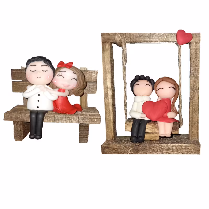 ابزار کادویی مدل دختر پسر عاشق طرح خمیری کد 05 مجموعه 2 عددی