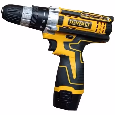 دریل شارژی دیوالت 18 ولت ( طرح دیوالت ) با دو باتری و جعبه ابزار ( خرید عمده ابزار برقی گناوه مارکت )