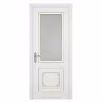 درب کلاسیک شیشه‌خور سفید با حاشیه طلایی (MDF رنگ پلی‌یورتان)کد 30611