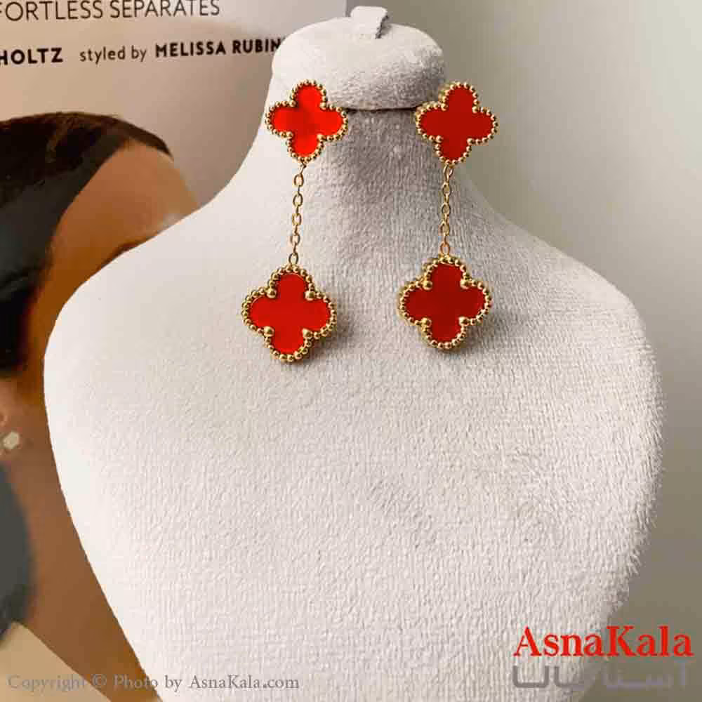 گوشواره استیل زنانه مدل ونکلیف قرمز کد GSH151224W
