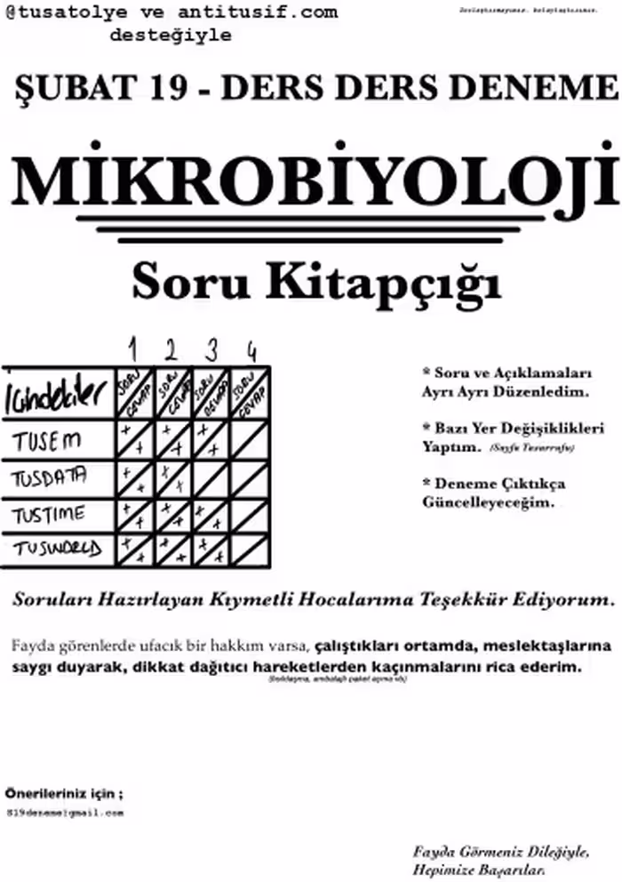 خرید و دانلود نسخه کامل کتاب Mikrobiyoloji Tus Deneme Sınavları Soruları Cevaplı