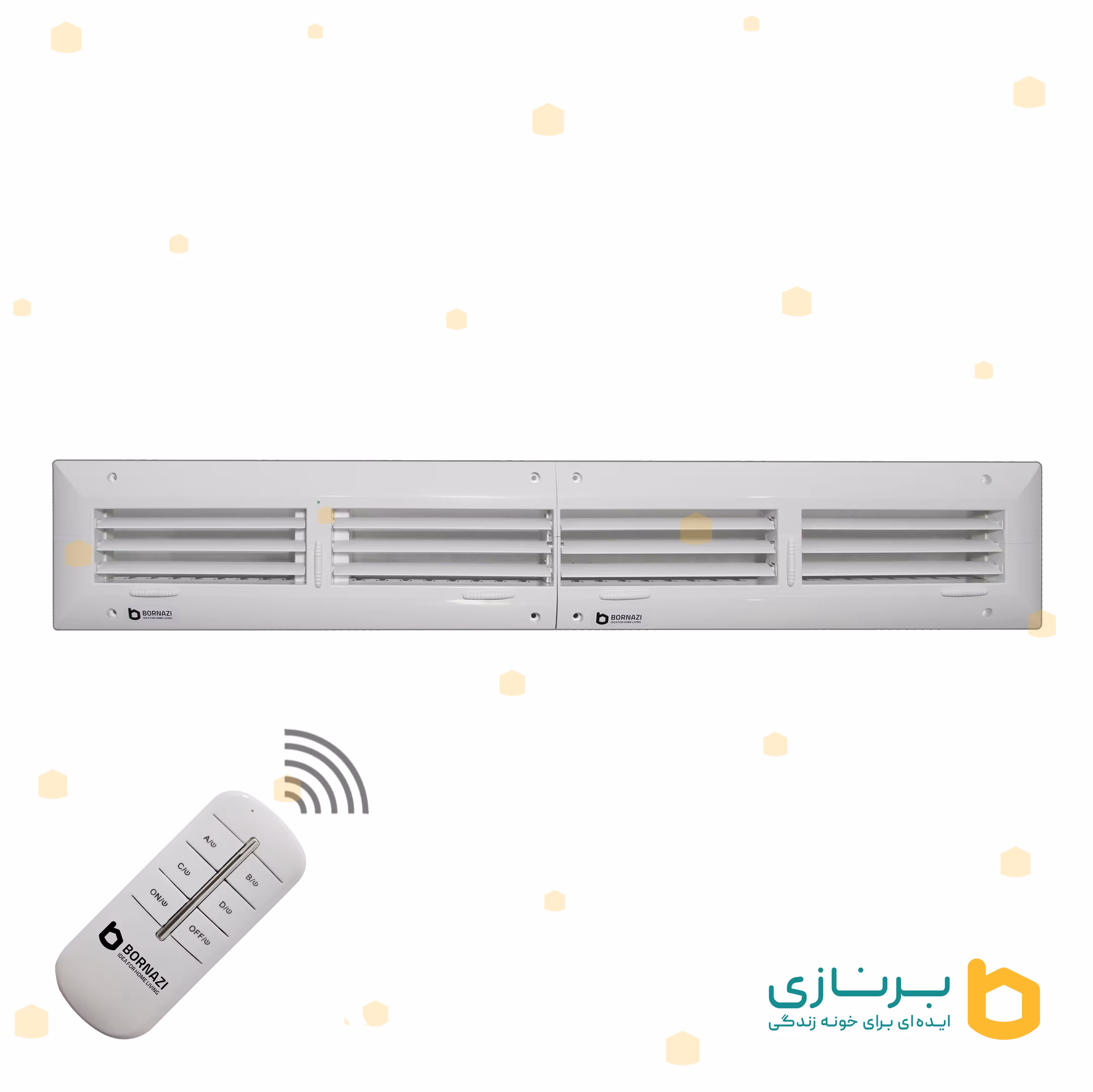 دریچه کولرریموت دار برنازی مستطیل چهارشبکه سایز12در80گارانتی 60ماهه برنازی سرویس
