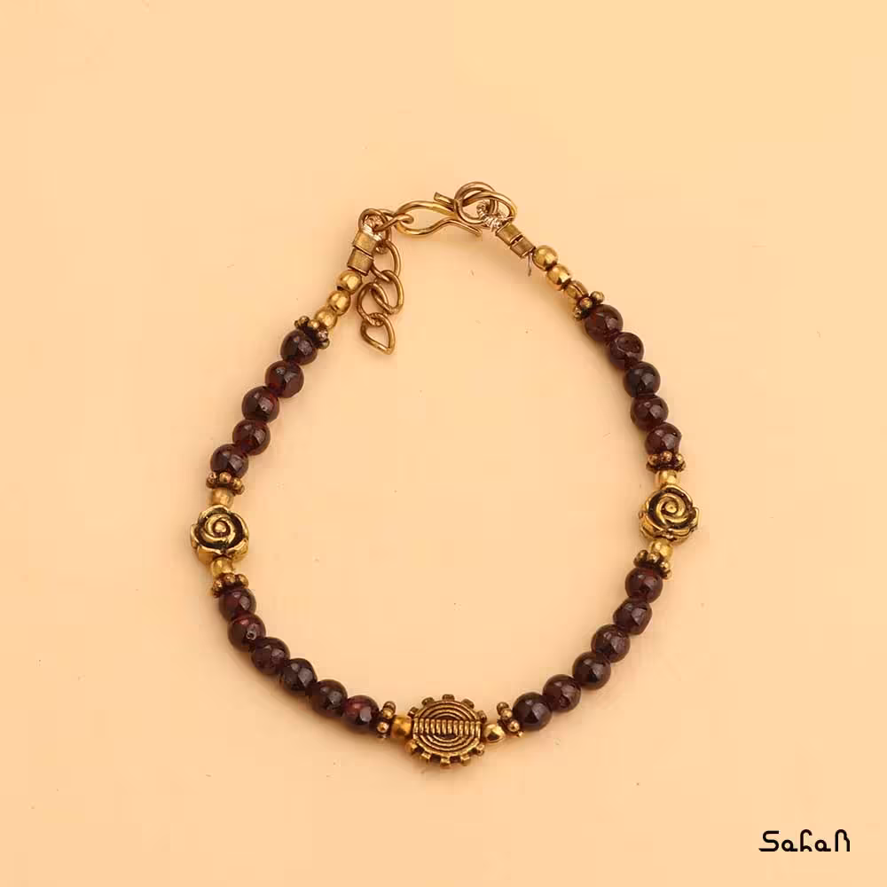 دستبند هندی برنجی سنگی رنگی