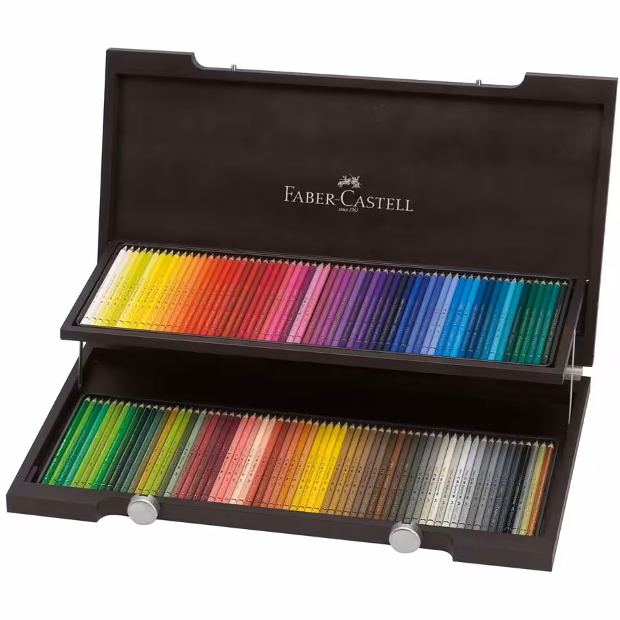 مداد رنگی فابرکاستل پلی کروموس 120 رنگ جعبه چوبی FABER-CASTELL Polychromos colour pencil wooden case 110013