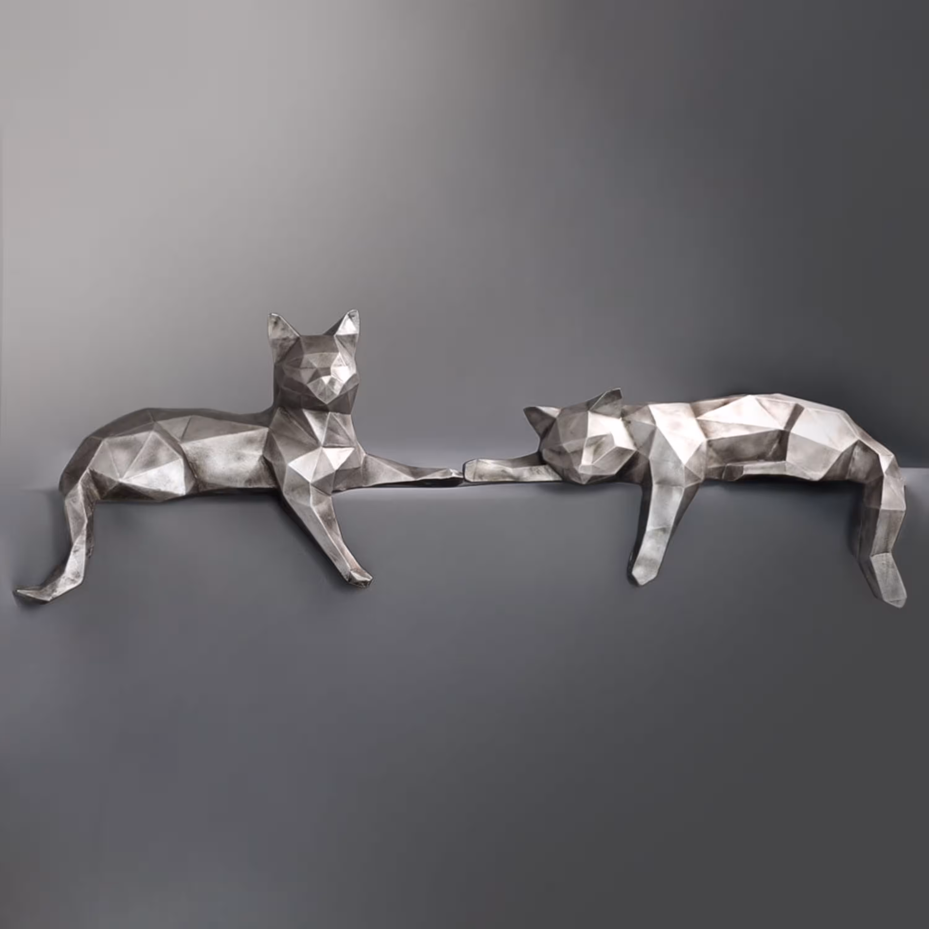 مجسمه گربه نقره ای 2تایی