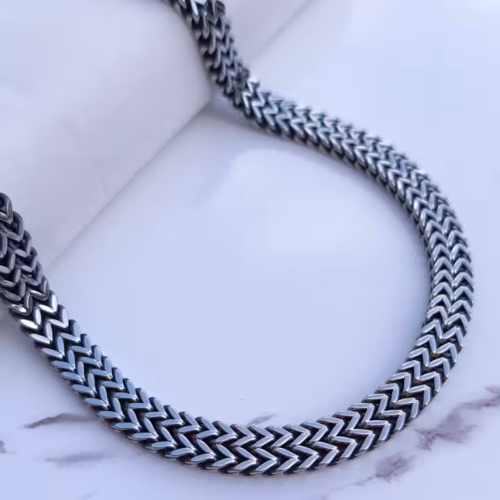 زنجیر دوبل مردانه سیاه قلم 60 سانتی 12 میل