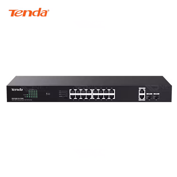 سوئیچ شبکه 18 پورت گیگابیت POE تندا مدل TEG1120P-16-150W