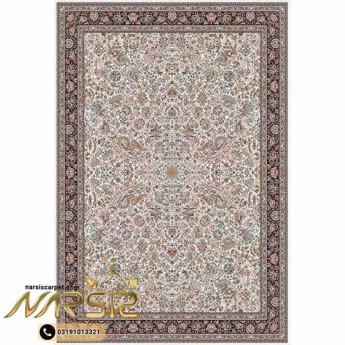 فرشینه فرش افشان طرح گلزار کرم کد 9069
