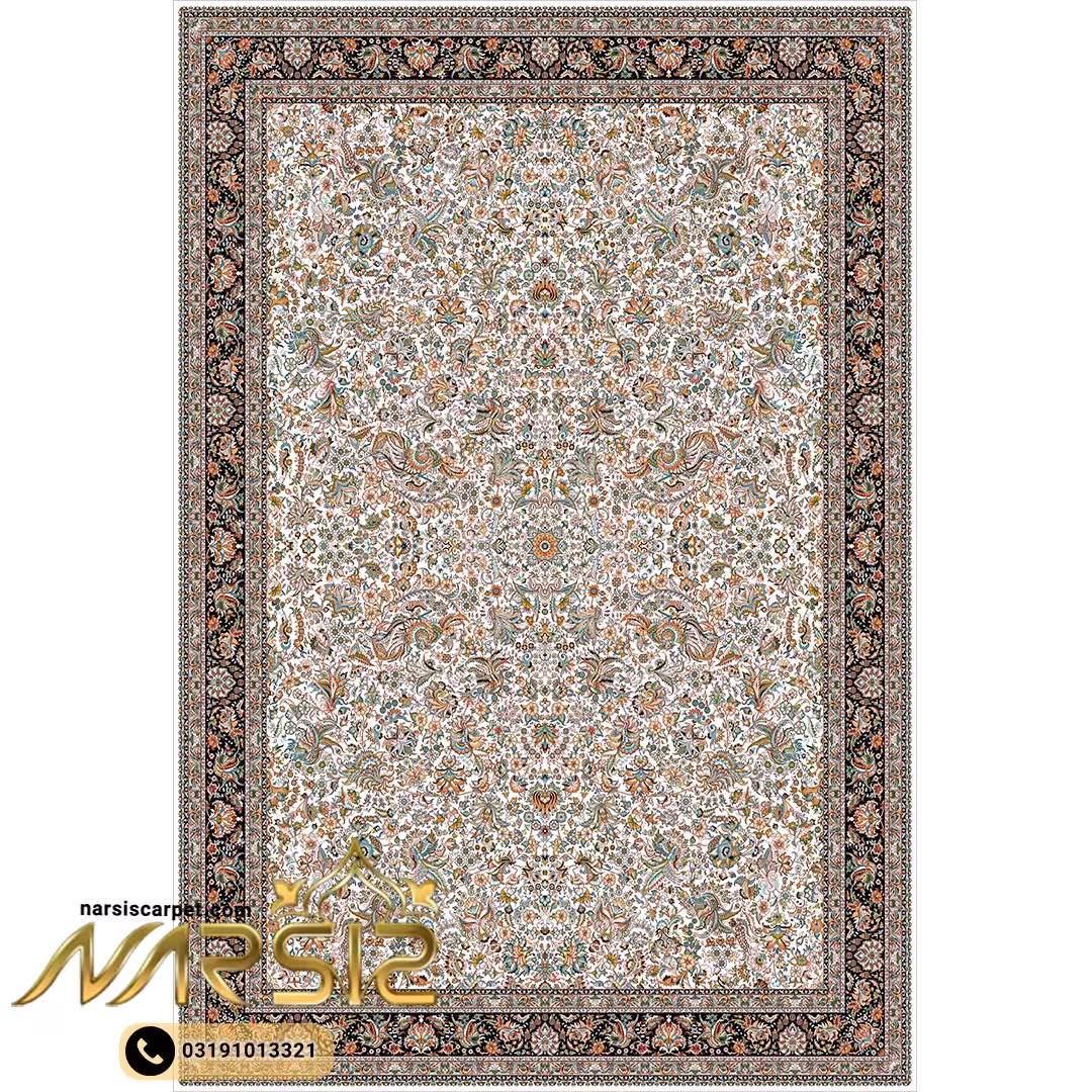 فرشینه فرش افشان طرح گلزار کرم کد 9069