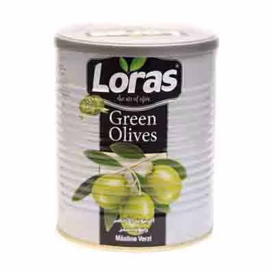 زیتون سبز لوراس Loras هسته دار حلب 800 گرم