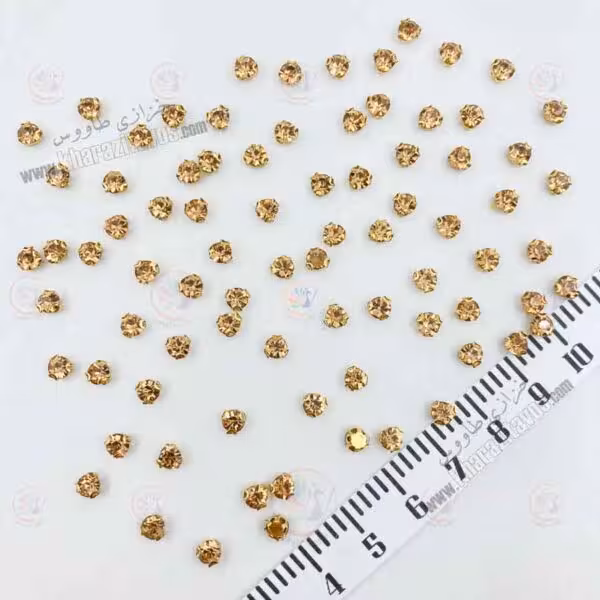 نگین پایه دار سایز 20 ( شامپاینی ) پایه طلایی بسته 150 عددی