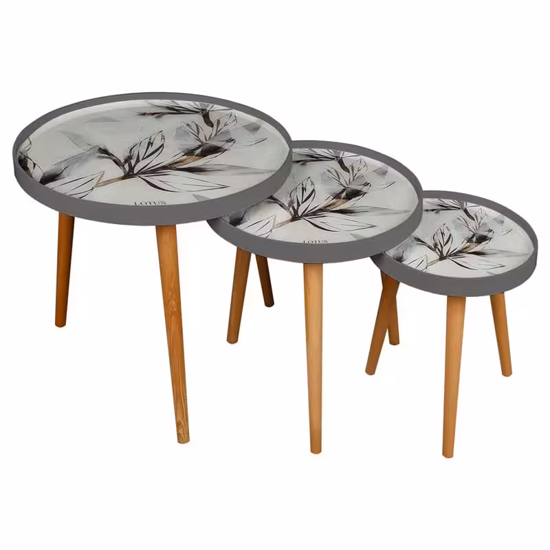 میز عسلی سه تایی لوتوس مدل ALMA-731-WHITE-ASH-GREY