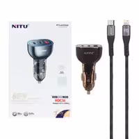 شارژر فندکی فست و PD سه پورت Nitu مدل NDC38 68W به همراه کابل شارژ Type-C To Lightning - مشکی