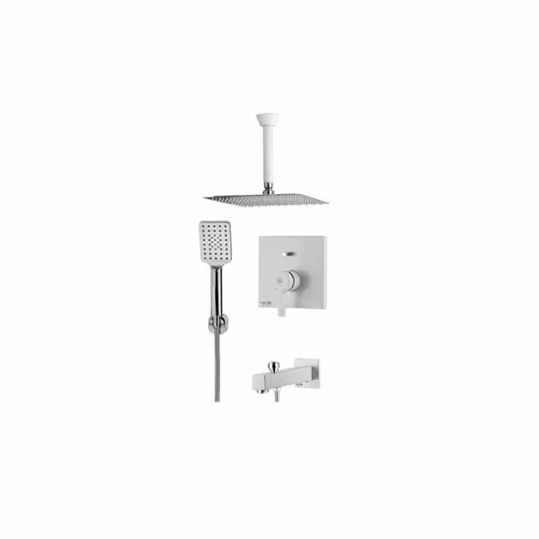 شیر دوش توکار kwc مدل اوا تیپ 4 سفید (S25)با سردوش تلفنی استیل