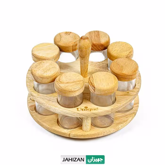 جا ادویه گردان چوبی یونیک مدل گرد کد 6117 (8 عددی)