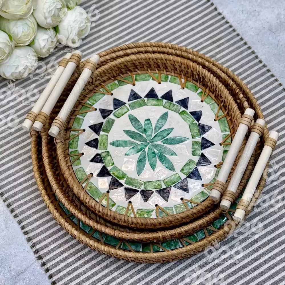 سینی حصیری طرحدار گرد کدsk57