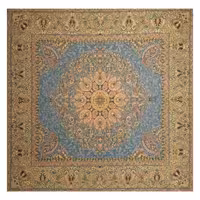 رومیزی مربع ترمه ابریشم تار سفید کد TRM91