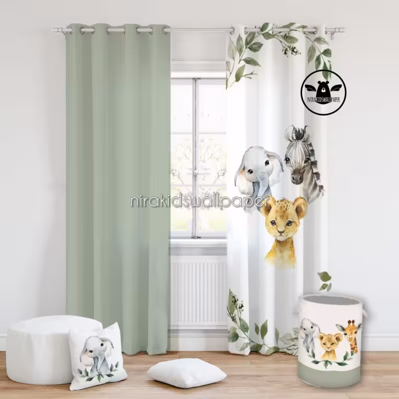 پرده طرح بچه شیر و حیوانات