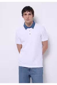 تی شرت یقه پولو جیب مسطح و بدون آستین کوتاه مردانه به طور منظم مرد Colin’s