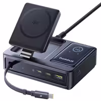 شارژر وایرلس 15 وات و هاب شارژر USB، تایپ‌سی و کابل تایپ‌سی جمع شونده 140 وات بیسوس Baseus CCNMS140 P10170901123-00