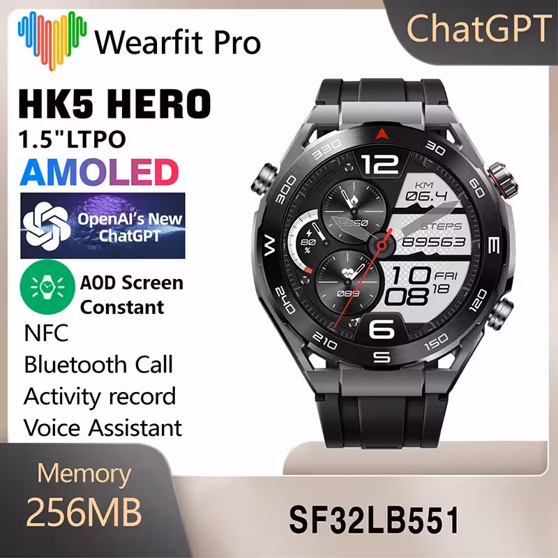 ساعت هوشمند hk5hero
نسخه chatgpt  دارای 18 ماه گارانتی