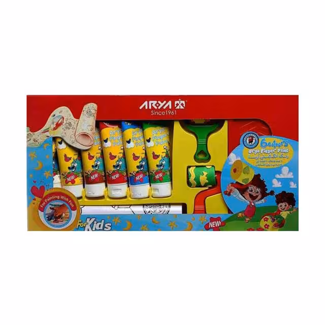 رنگ انگشتی 6 رنگ آریا با رول نقاشی و ابزار کد 7021
