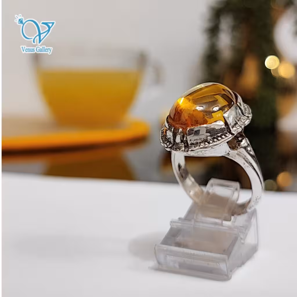 انگشتر نقره مردانه سنگ لعل زرد کد 2833