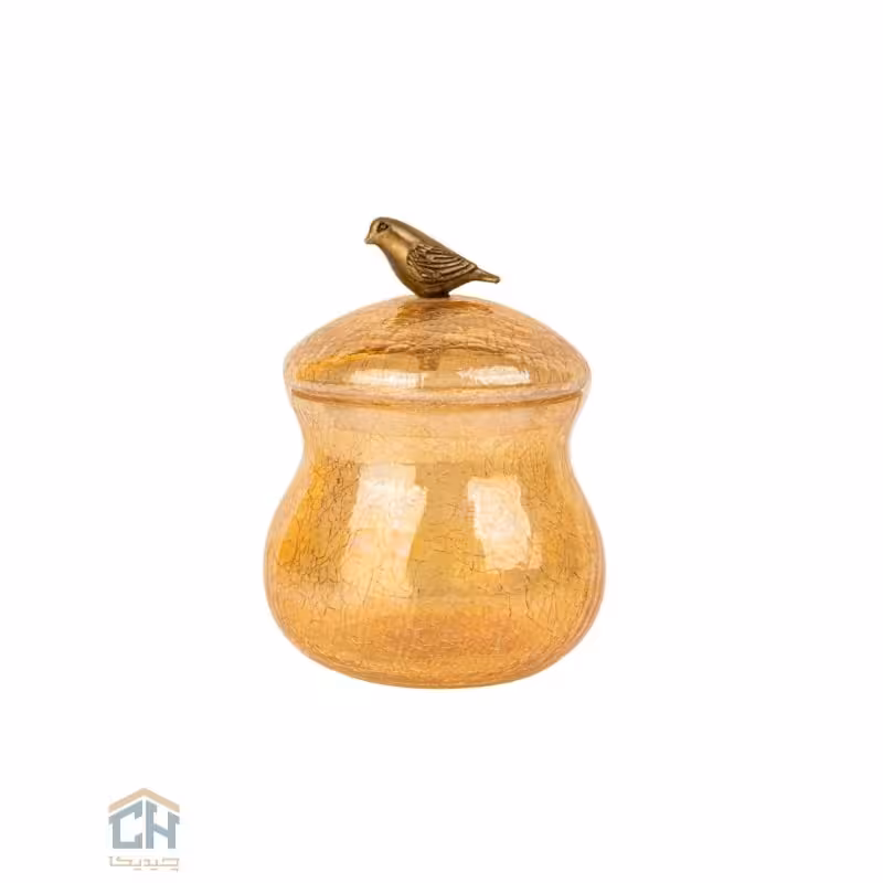 قندان شیشه و برنج گلدکیش طرح Lovely Bird مدل GK806034