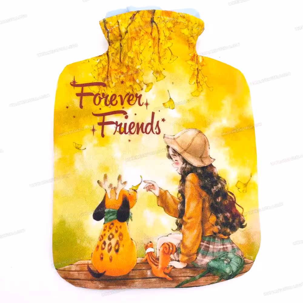 کیسه آب گرم بزرگ دختر و سگ در جنگل پاییزی سری 2