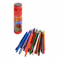 مداد رنگی 36 رنگ کلاسیک جعبه فلزی استوانه ای طرح قلعه فابرکاستل  Faber Castell 36  Colour Pencil