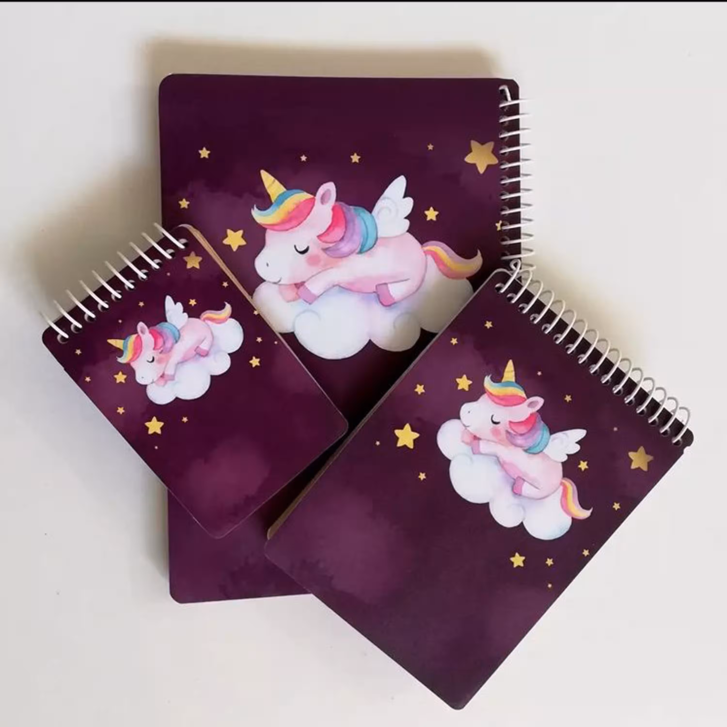 ست سه عددی دفترچه طراحی کرافت طرح یونیکورن بالدار