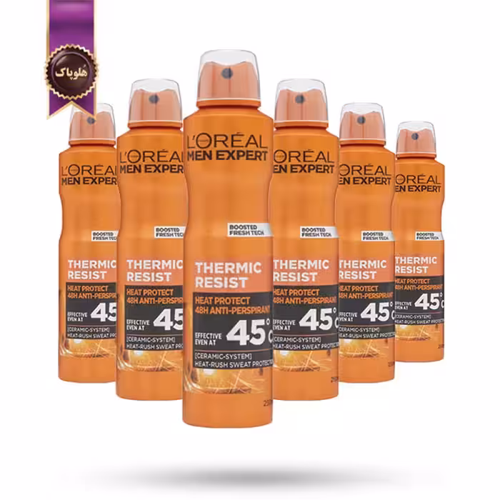 6 عدد اسپری ضد تعریق مردانه لورآل Loreal مدل مقاوم در برابر گرما Thermic Resist حجم 250 میلی لیتر (اورجینال)