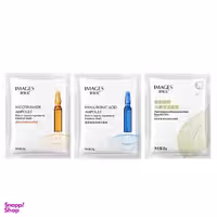 ماسک صورت ایمیجز مدل هیالورونیک اسید نیکوتینامید برگ گیاه وزن  25 گرم بسته 3 عددی