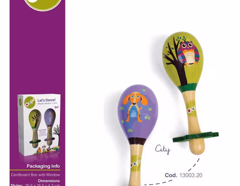 جغجغه چوبي دو تايي طرح شهر oops كد 1300320