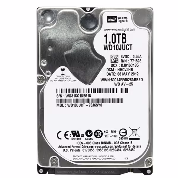 هارد لپ تاپ برند وسترن دیجیتال مدل WD10JUCT ظرفیت یک ترابایت  صفر کارکرد