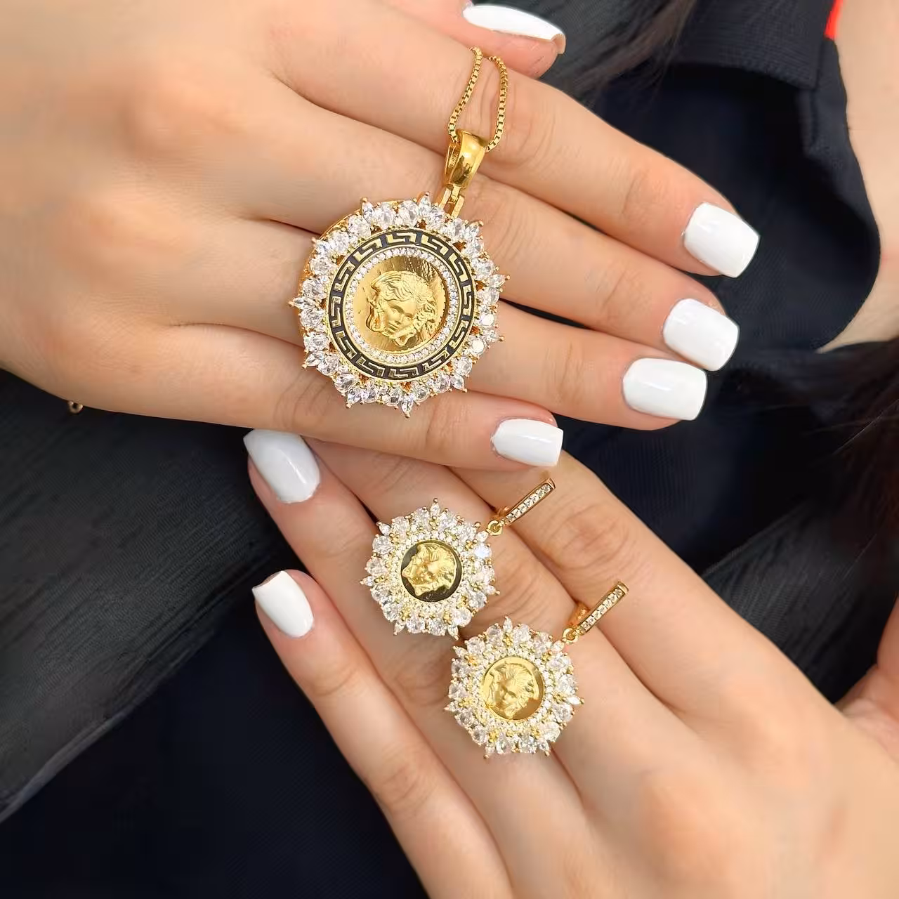 نیمست ورساچه نقره جواهری کد 00450