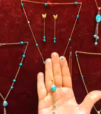 نیم ست فیروزه و نقره با آبکاری طلا کد 101759