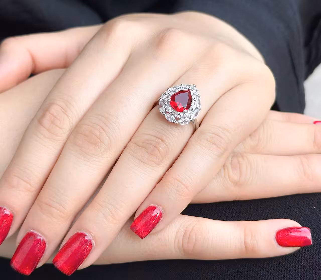 انگشتر جواهری یاقوت سرخ نقره زنانه کد 10974