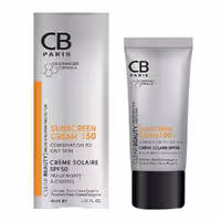 کرم ضدآفتاب CB بی رنگ، مناسب برای پوست‌های مختلط تا چرب، با حجم 40 میل و SPF50 برای محافظت کامل از پوست
