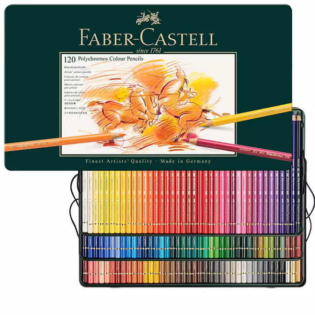 ست مداد رنگي پلي کروم 120 رنگ فابرکاستل